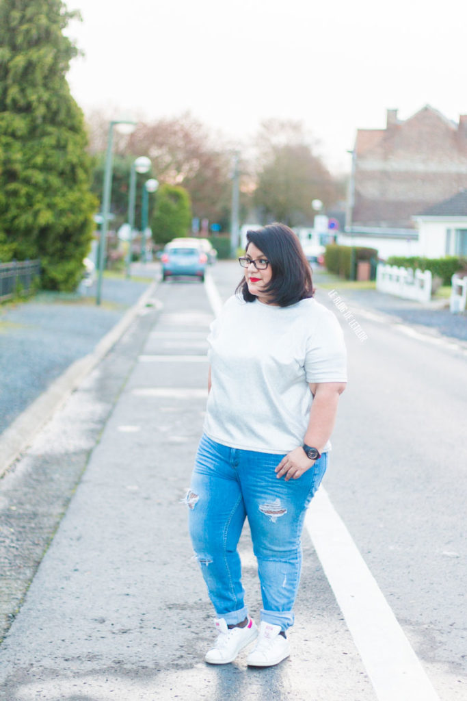 Tenue grande taille Letilor jean et résille