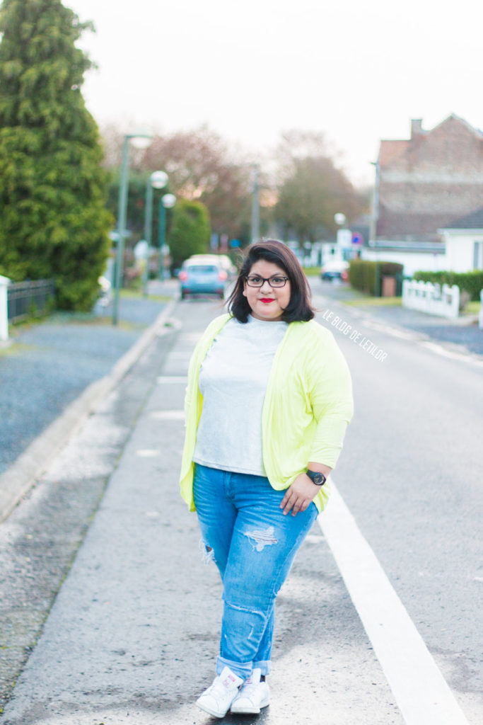 Tenue grande taille Letilor jean et résille