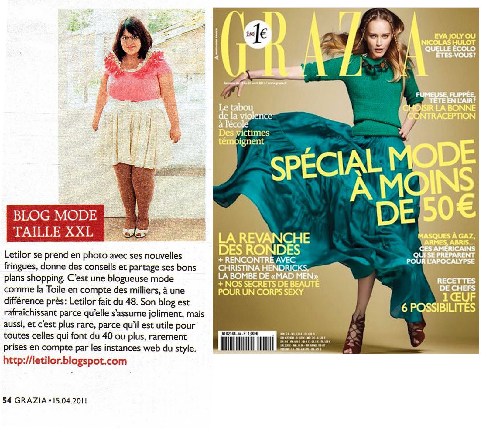 Le blog de Letilor dans le Grazia France du 15 avril 2011